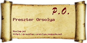 Preszter Orsolya névjegykártya